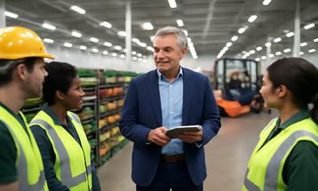 Warehouse Manager Engaging with Team