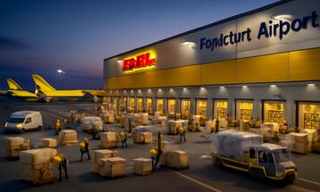 DHL Logistics Hub in Full Operation at Dusk