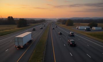 Evening Traffic on a Scenic Highway