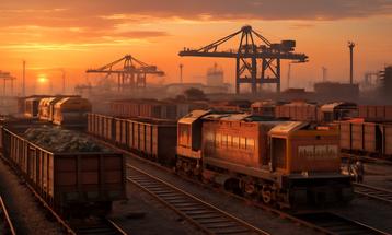 Industrial Freight Trains at Sunset