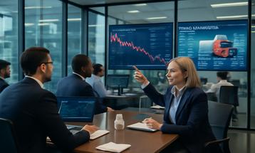 Team Analyzing Market Decline in Corporate Meeting