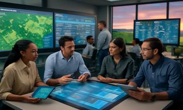 Collaborative Strategy Session in a High-Tech Command Center