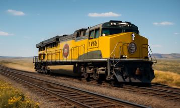 Yellow Locomotive Powering Through Open Plains