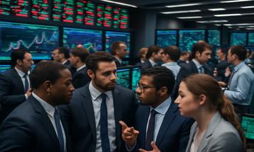 Bustling Trading Floor Professionals