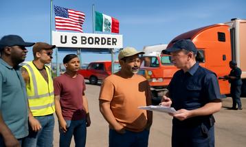 Truck Drivers Undergo Inspection at US-Mexico Border
