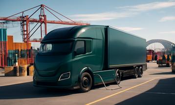 Bustling Industrial Setting with Green Truck