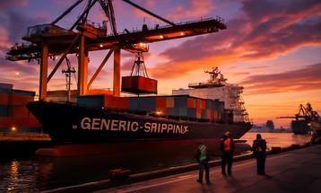 Container Ship Loading at Industrial Port